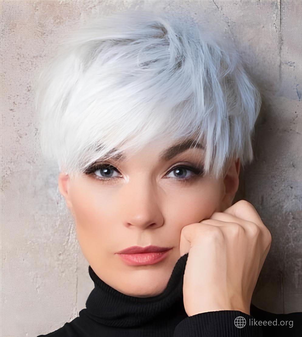 Chic Silver Pixie with Bangs