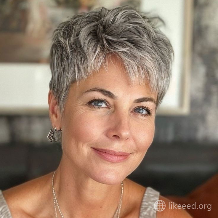 Effortless Gray Pixie with Soft Layers