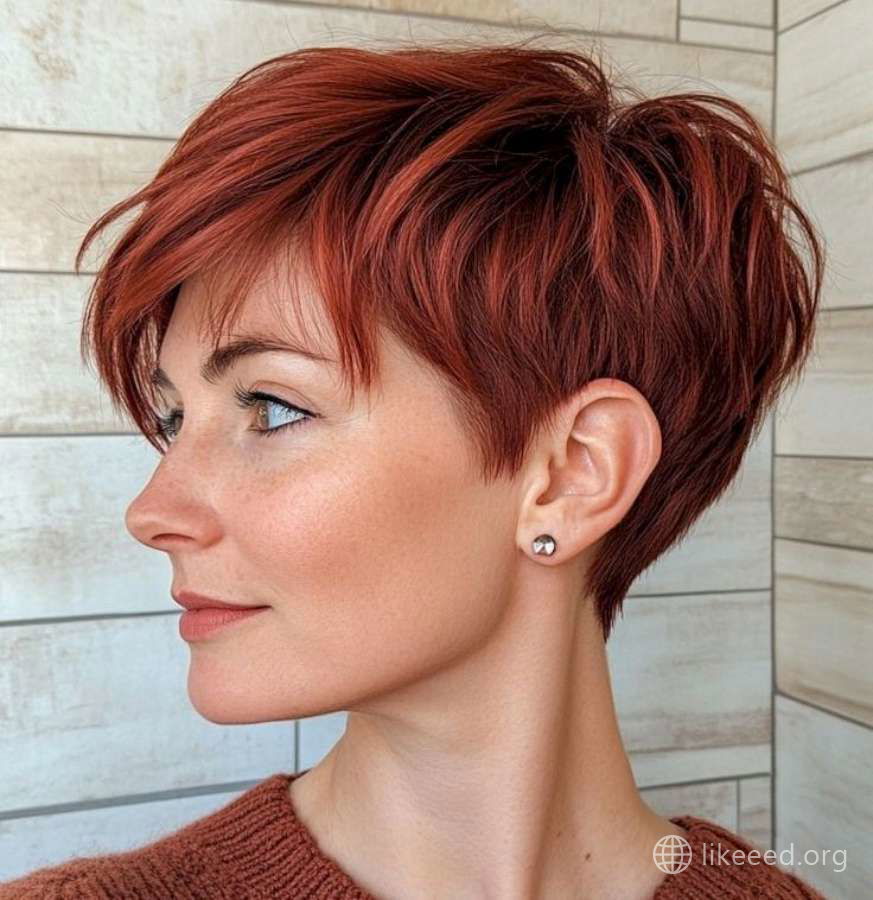 Fiery Elegance: The Timeless Charm of a Layered Pixie Cut