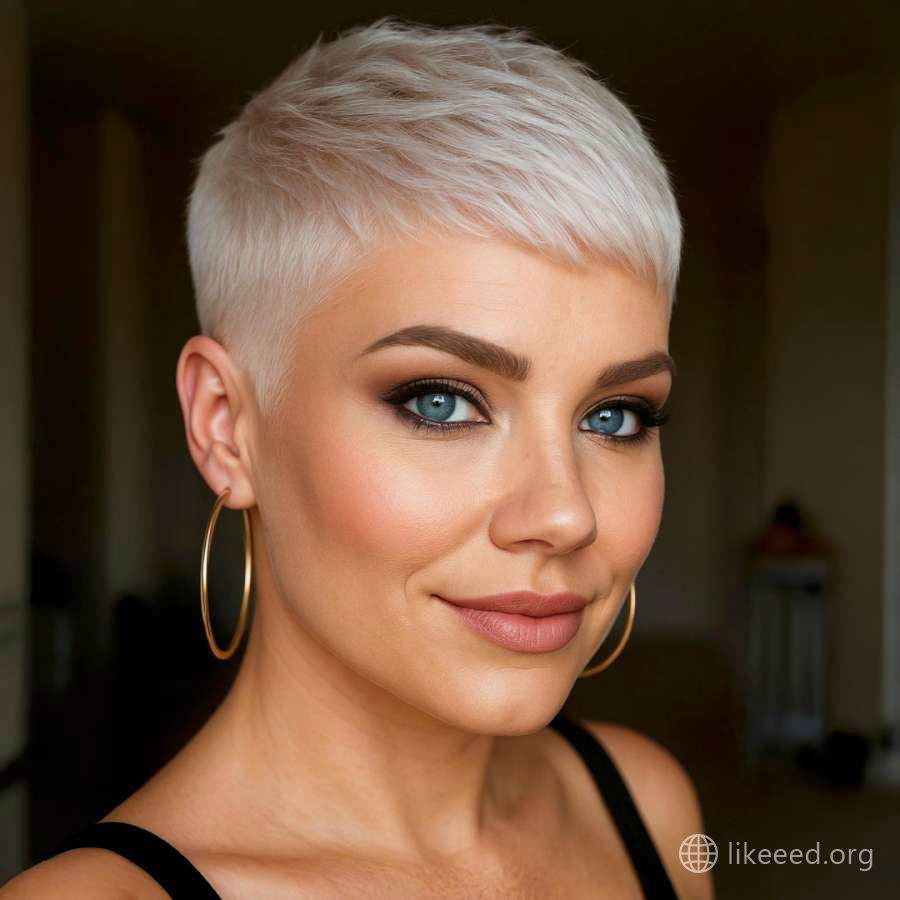 Icy Platinum Buzzed Pixie