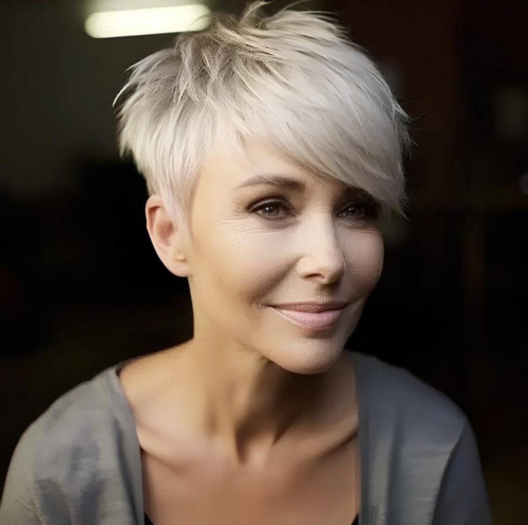 Sleek Silver Bob with Geometric Earrings