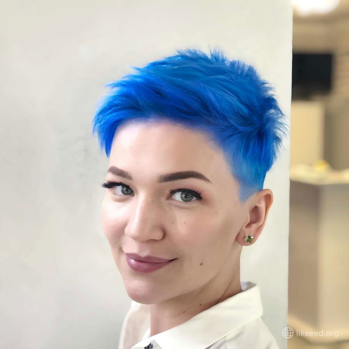 Bold Blue Pixie with Soft Edges