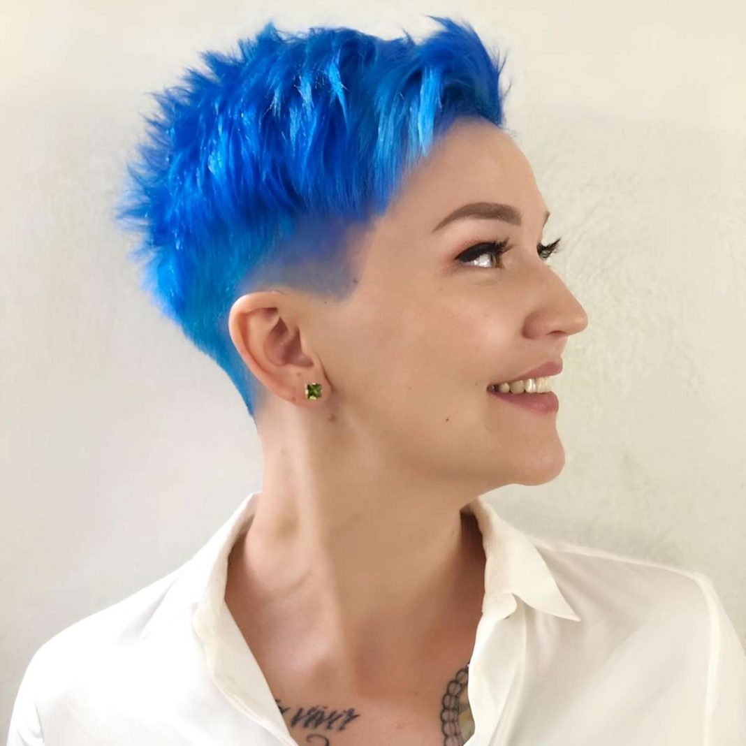 Sleek Blue Pixie with Volume