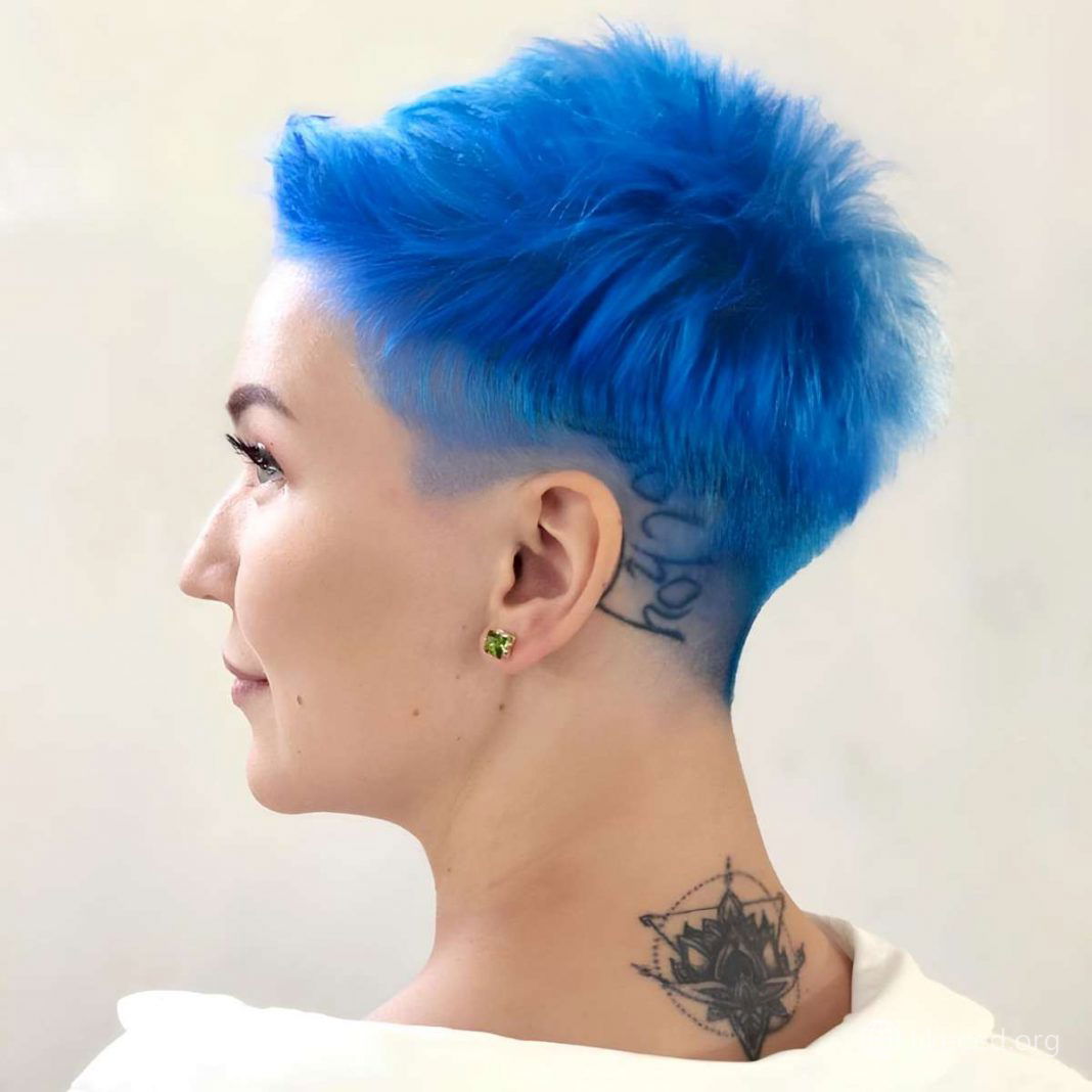 Striking Undercut with Electric Blue Highlights