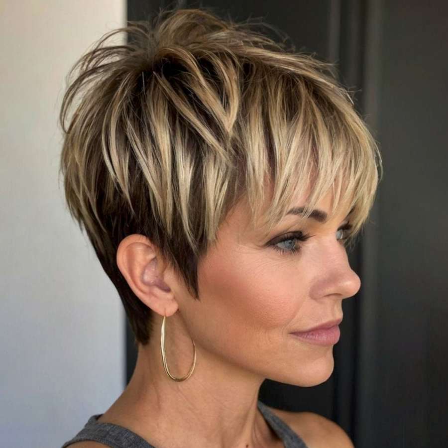 Bold & Edgy: The Side-Swept Pixie with Highlights
