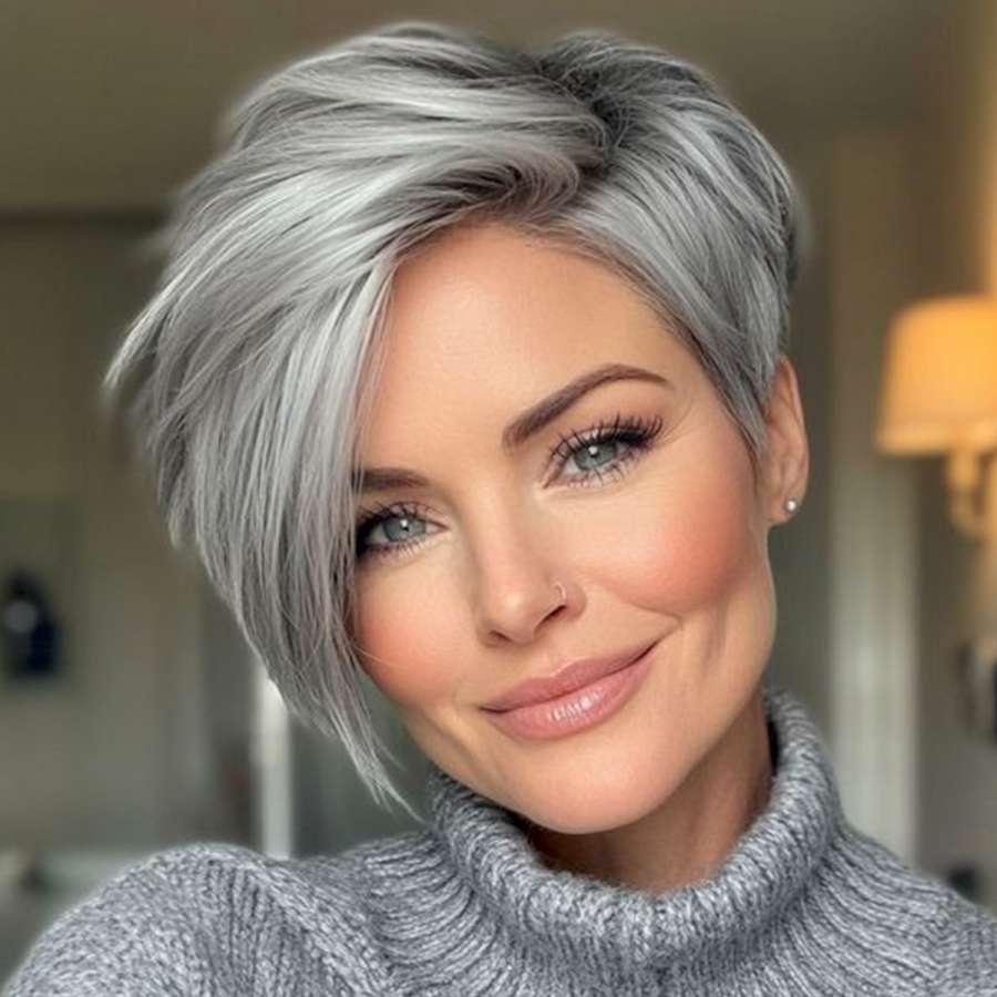 Silver Sophistication: A Modern Take on Short Hair