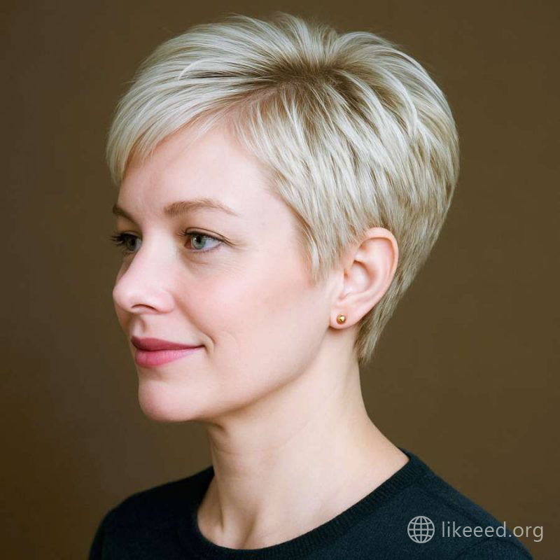 Balanced Platinum Pixie with Tapered Sides