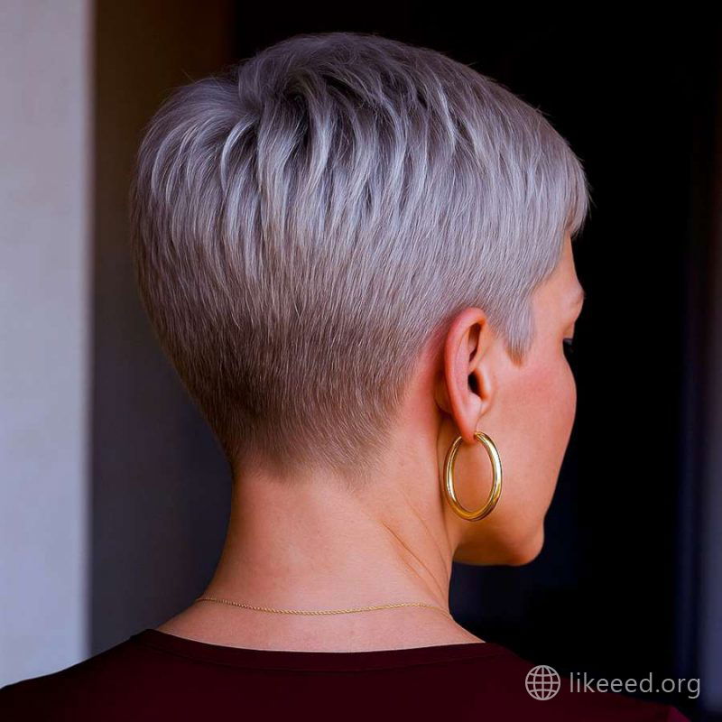 Precision Tapered Back Pixie with Platinum Shine
