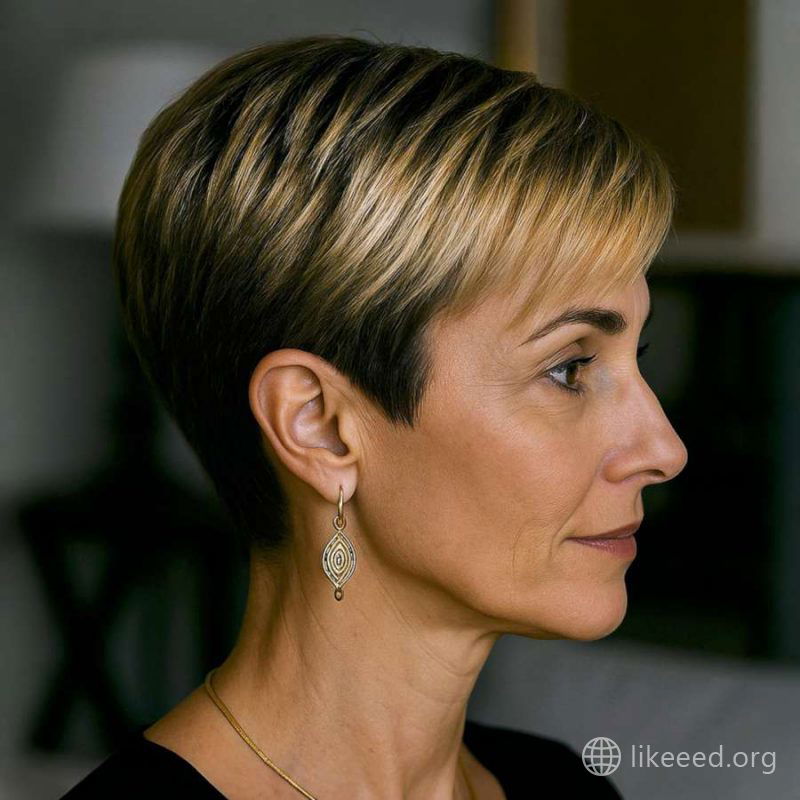 Refined Right Profile of a Textured Pixie Cut