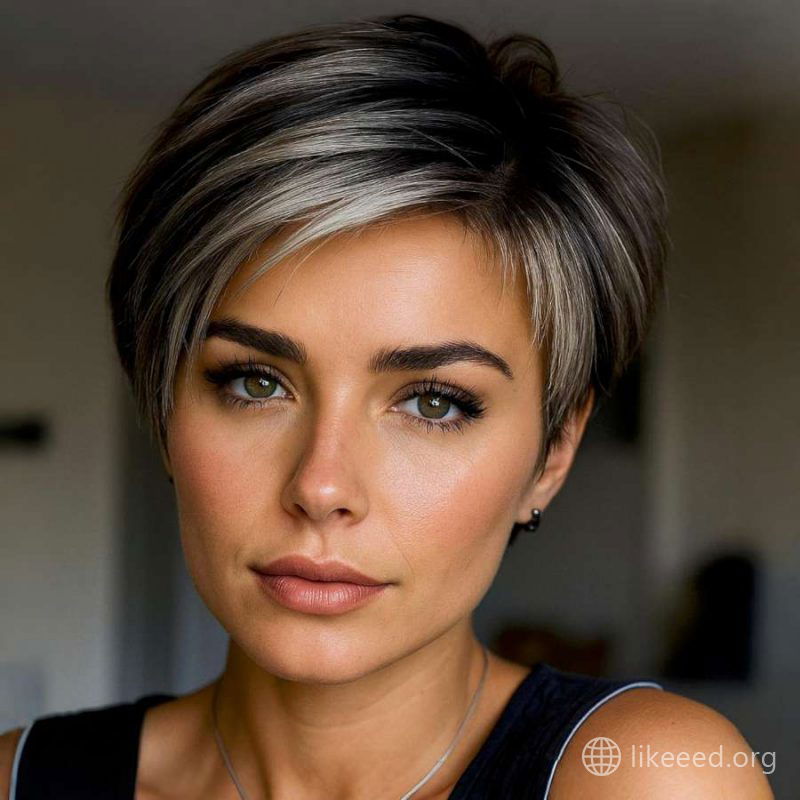 Bold Elegance in a Smooth Ash Blonde Pixie