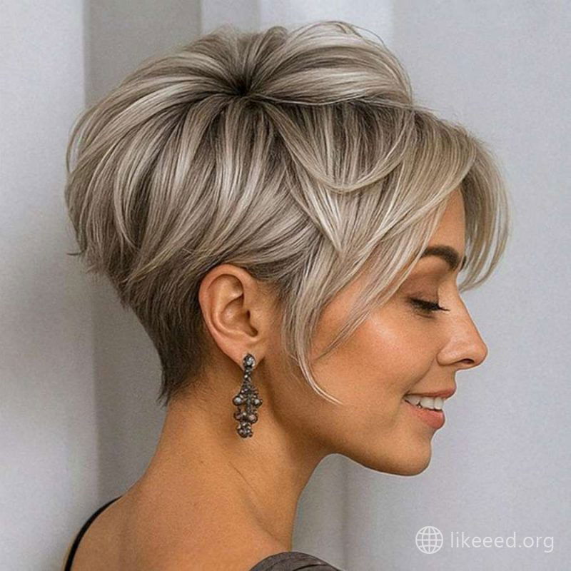Elegant Tapered Pixie with Voluminous Crown