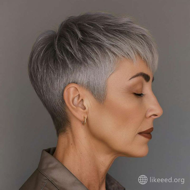 Refined Silver Pixie with Tapered Elegance