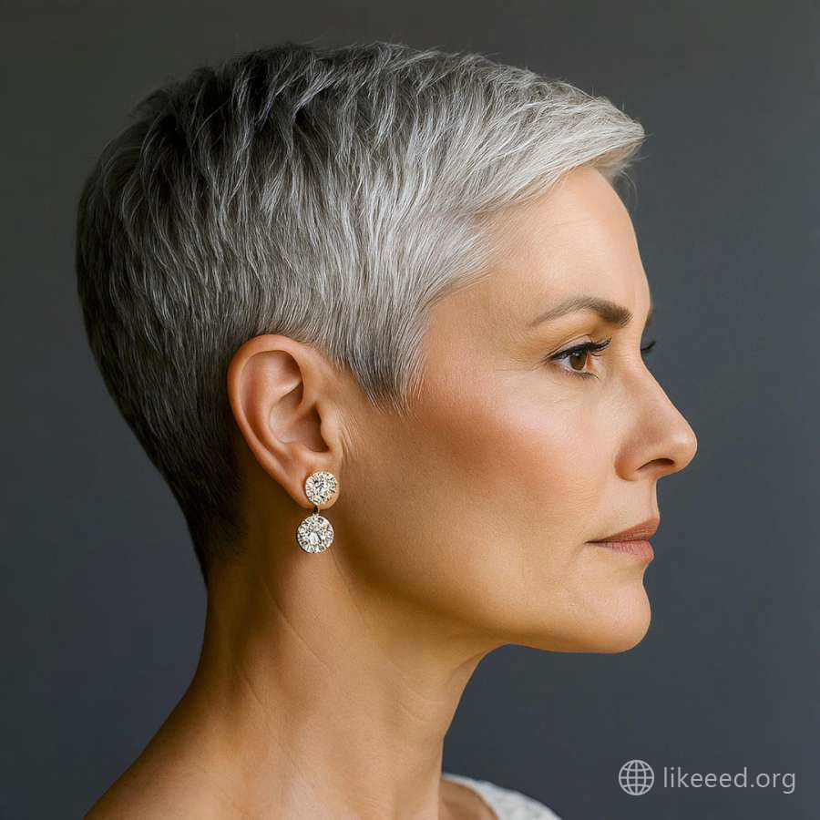 Sleek Right Profile Pixie with Natural Volume