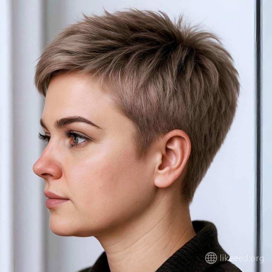 Sleek Side View of a Contemporary Pixie Haircut