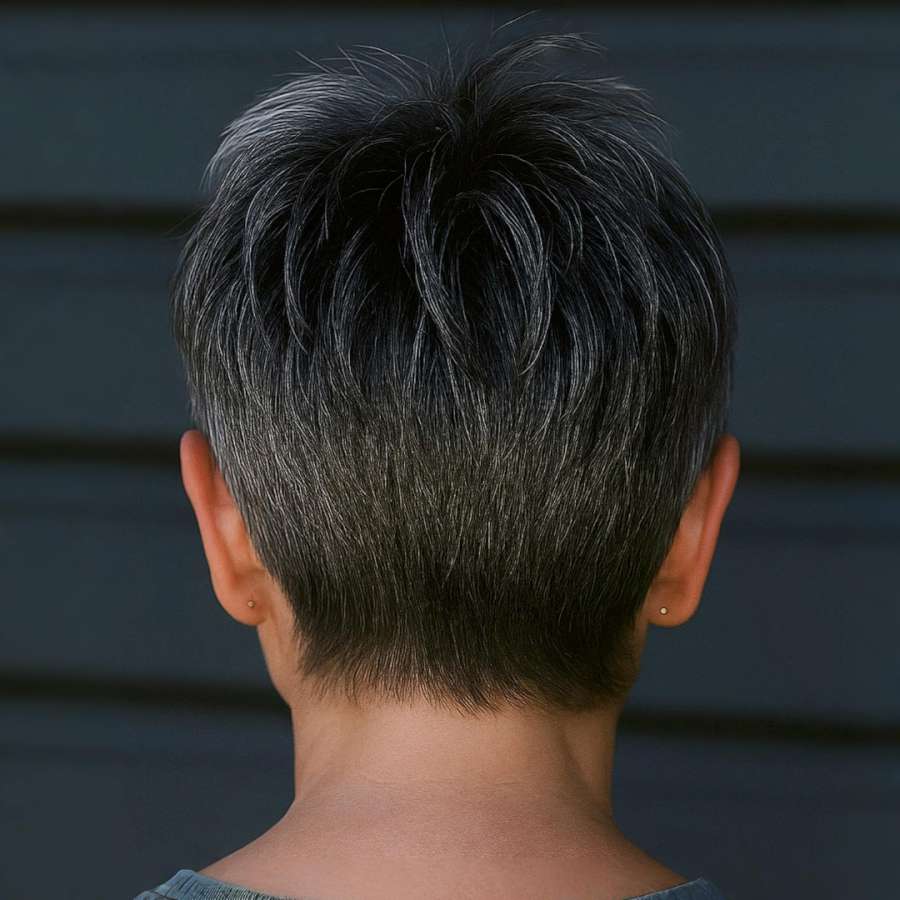 Textured Back View of a Modern Silver Pixie