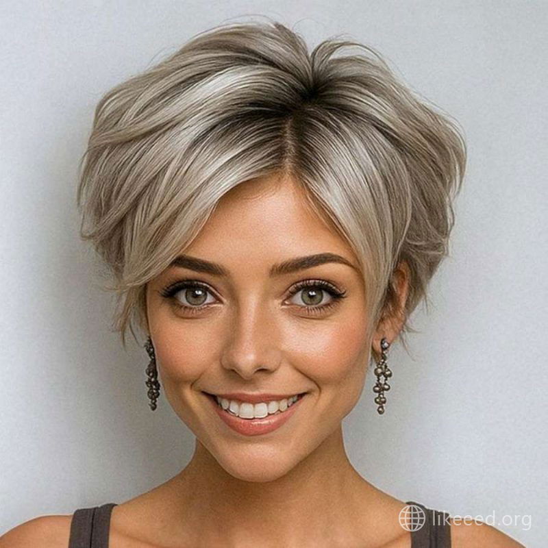 Textured Silver Pixie with Natural Volume