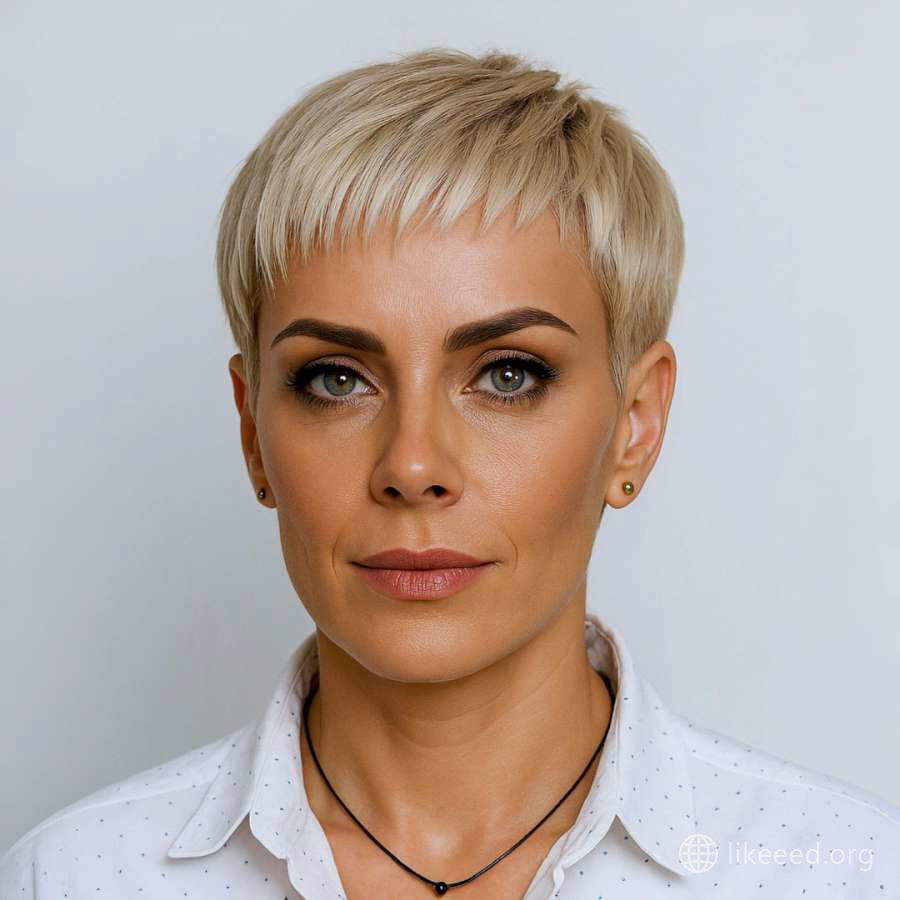 Elegant Blonde Pixie with Defined Texture