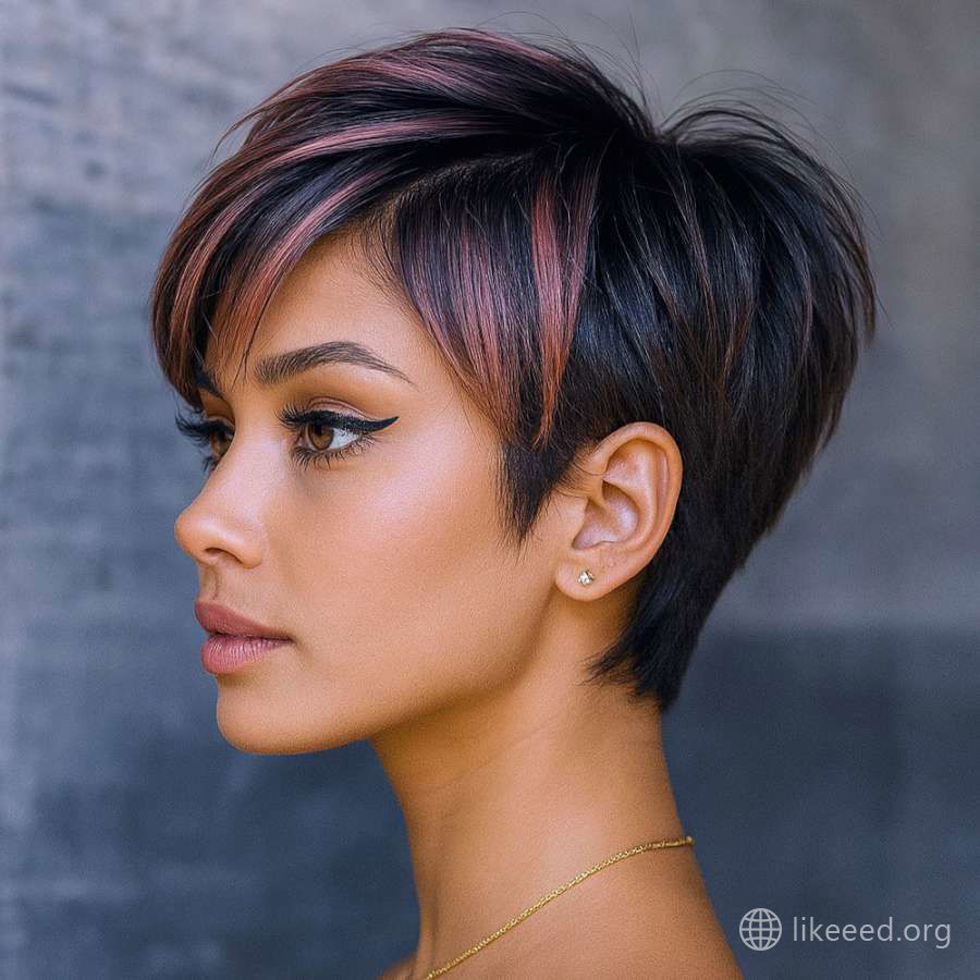 Elegant Side-View of Textured Pixie