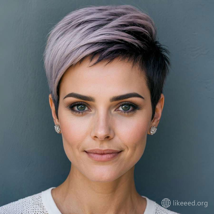 Lavender-Tinted Pixie with Bold Texture