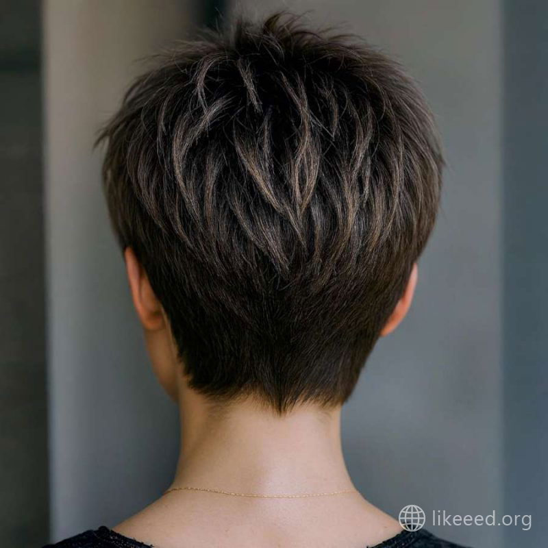 Precision-Tapered Back Pixie with Textured Layers