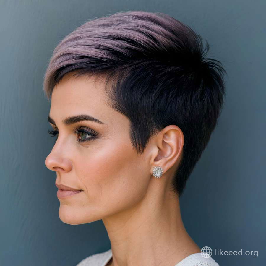 Sleek Lavender Pixie with Clean Fade