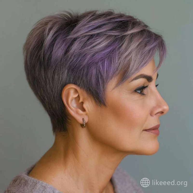 Sleek Lilac Pixie with Precision Side Trim