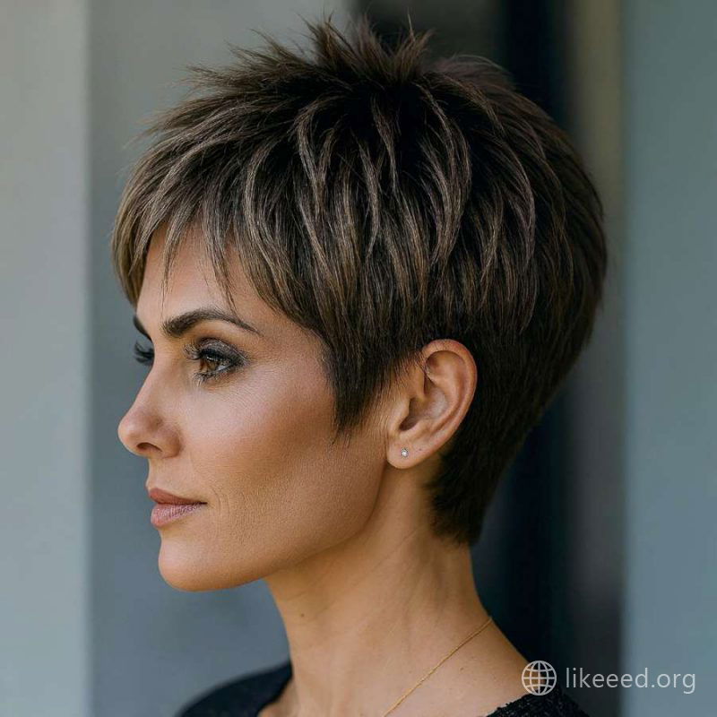 Sleek Side Pixie with Clean Tapered Neckline