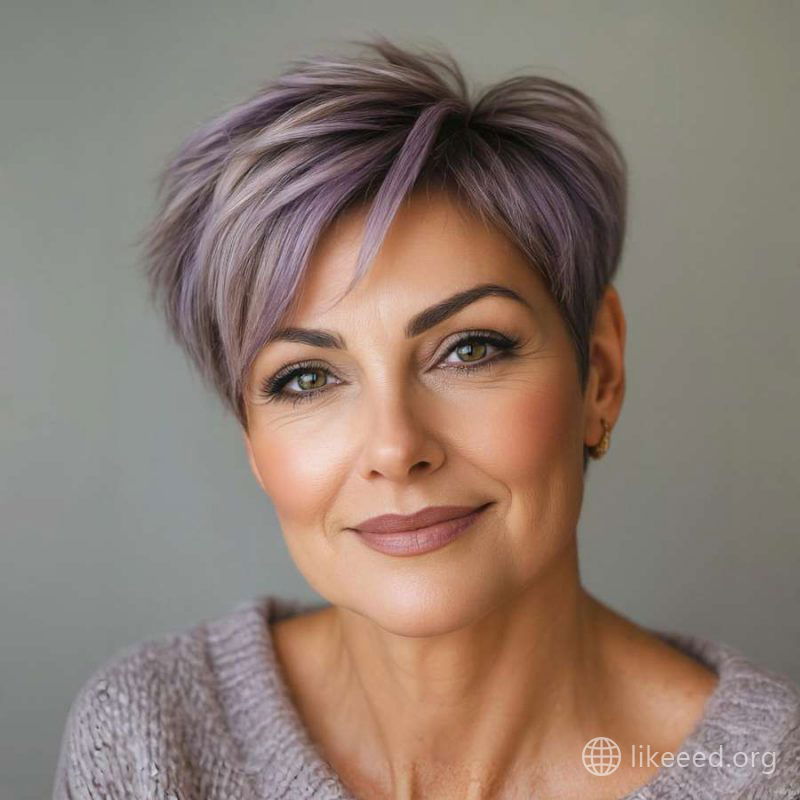 Soft Lavender Pixie with Voluminous Layers