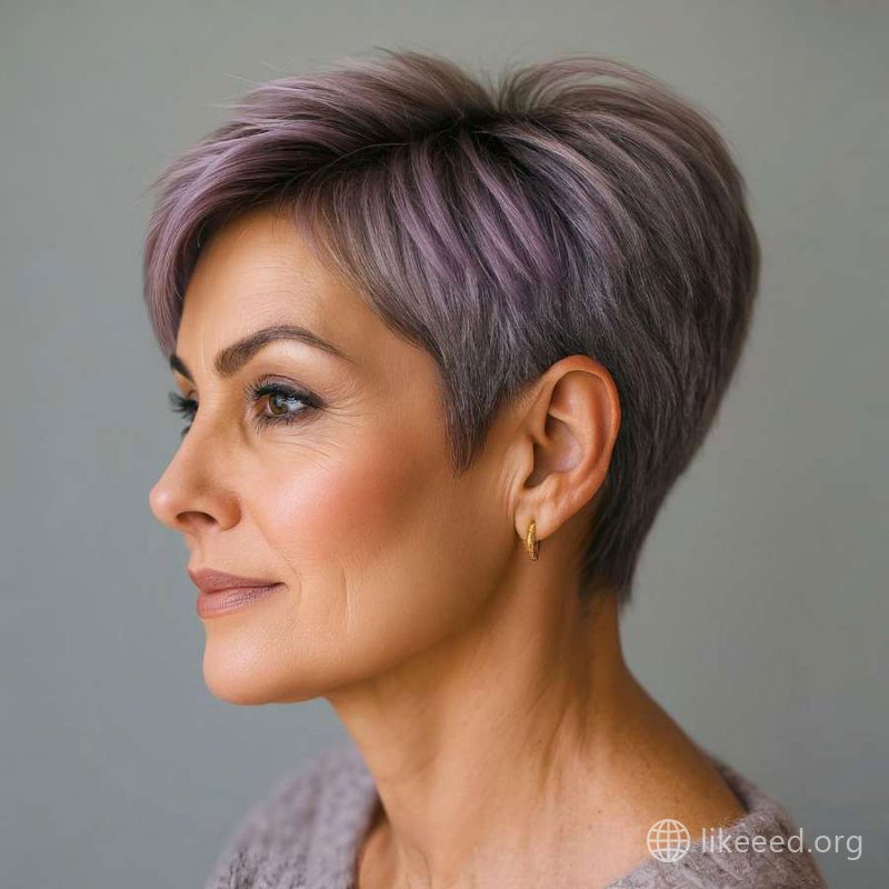 Tapered Lilac Pixie with Side Volume