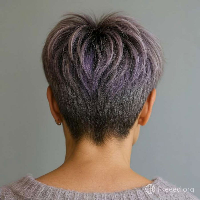 Textured Back Pixie with Subtle Violet Layers