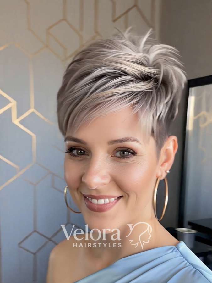 Chic Silver Pixie with a Contemporary Glow