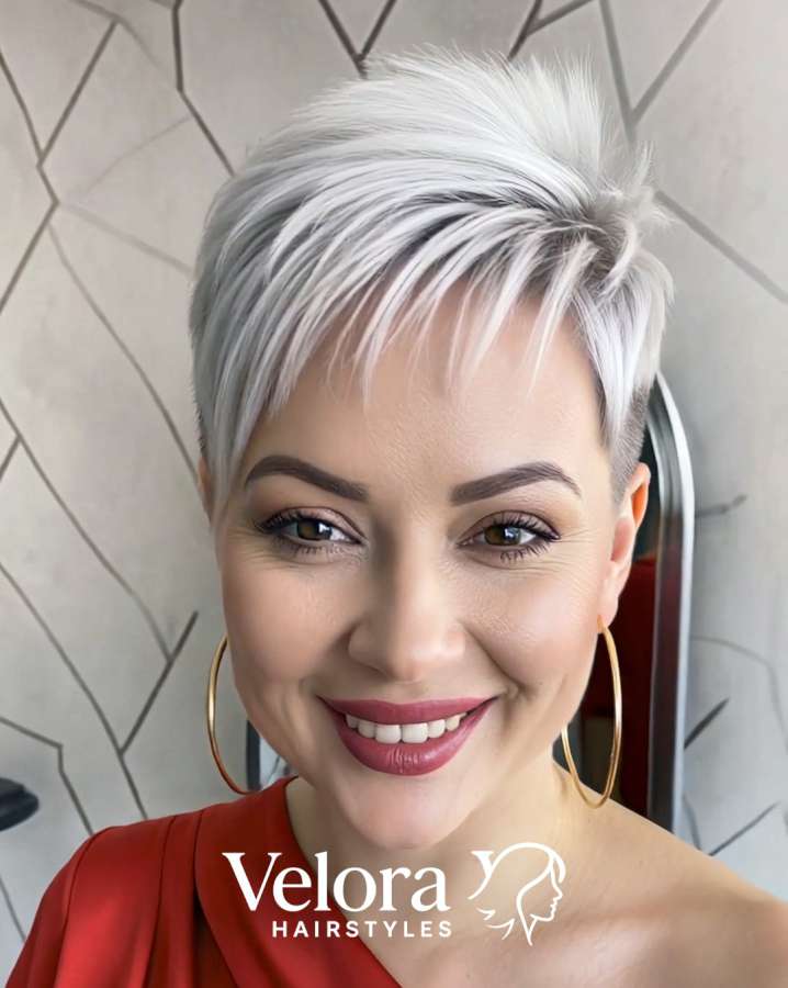 Clean-Edge Pixie With Bright Platinum Fringe