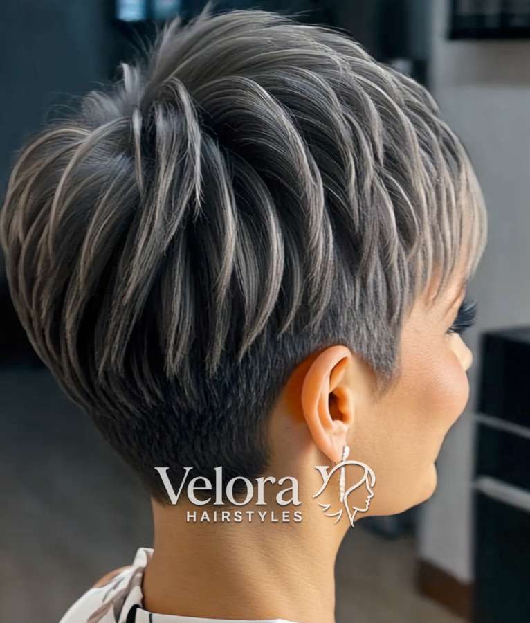Modern Silver Pixie with Voluminous Crown