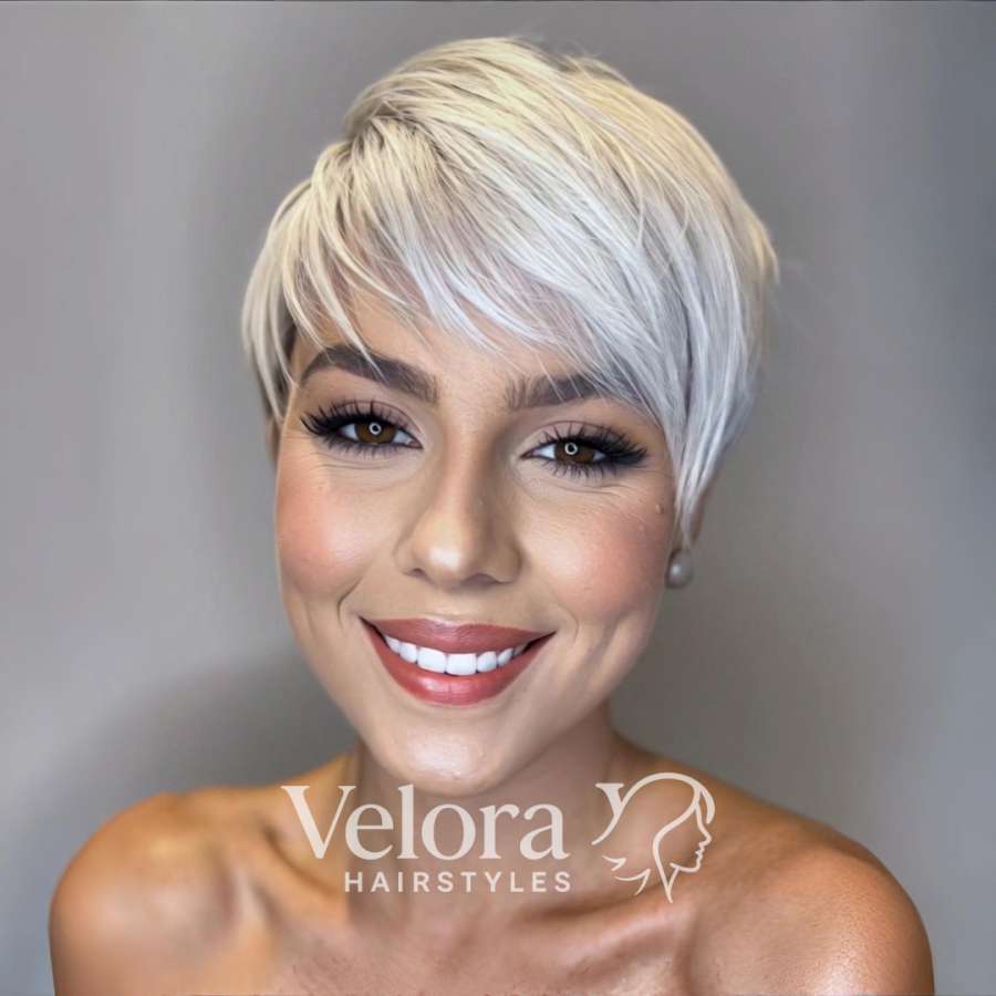 Radiant Silver Pixie Cut With Feathered Layers