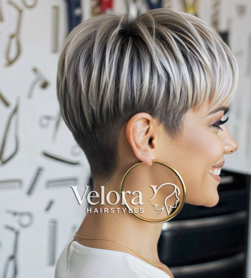 Tapered Platinum Pixie with Smooth Layers